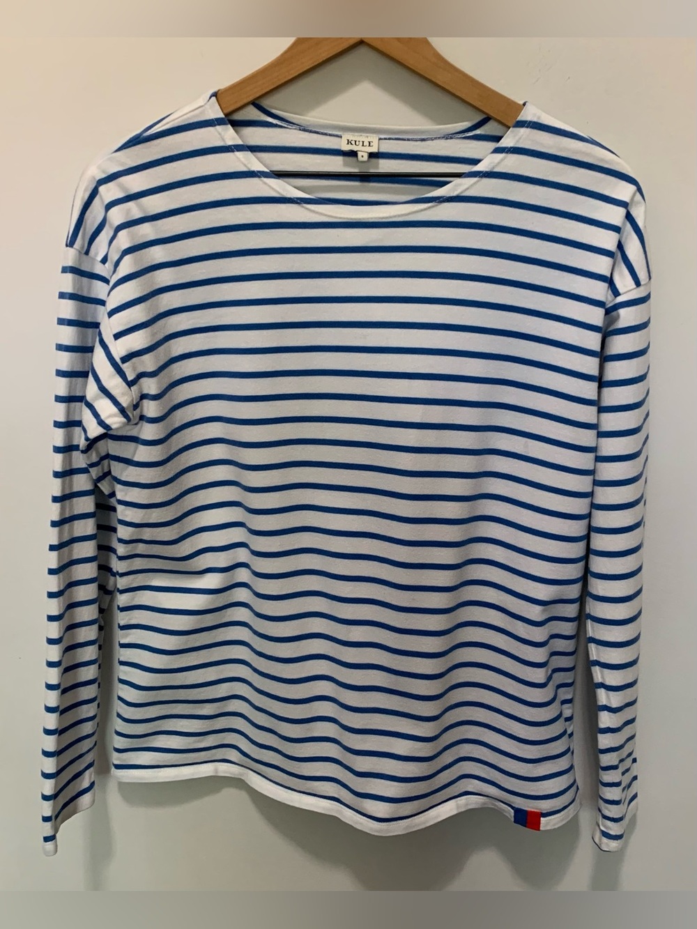 Kule The Striped Modern Long Top White Royal Blue Size Small - Picture 2 of 7